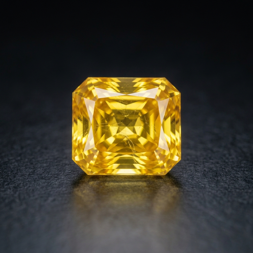 A canary yellow Ceylon sapphire, radiant cut